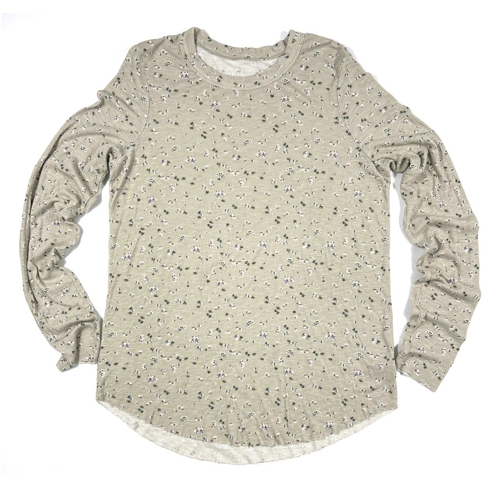 Aerie Real Soft Ribbed Long Sleeve Floral Top Sage Green Crew Medium
Cottagecore